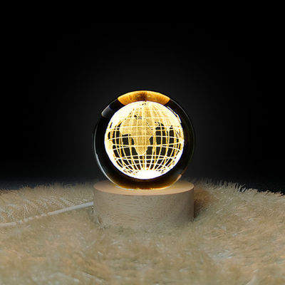 Kayu Bola Kristal USB Powered LED Light Crystal Ball Patung Kerajinan Stand Dekorasi Rumah