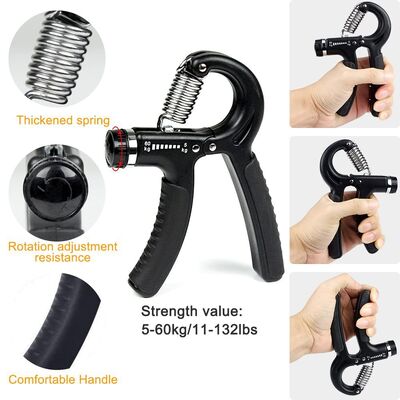 Lima Piece Hand Grip Workout Kit Hitam Adjustable Hand Gripper Jari Stretcher Grip Ring Dan Tekanan Bola Untuk Kekuatan Tangan Dan Fleksibilitas