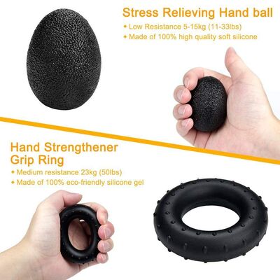 Lima Piece Hand Grip Workout Kit Hitam Adjustable Hand Gripper Jari Stretcher Grip Ring Dan Tekanan Bola Untuk Kekuatan Tangan Dan Fleksibilitas