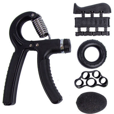 Lima Piece Hand Grip Workout Kit Hitam Adjustable Hand Gripper Jari Stretcher Grip Ring Dan Tekanan Bola Untuk Kekuatan Tangan Dan Fleksibilitas