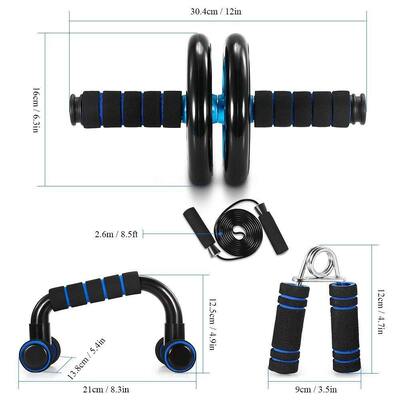 Peralatan Gym Rumah Set Dengan Ab Roller Push Up Bars Resistance Bands Jump Rope And Mat
