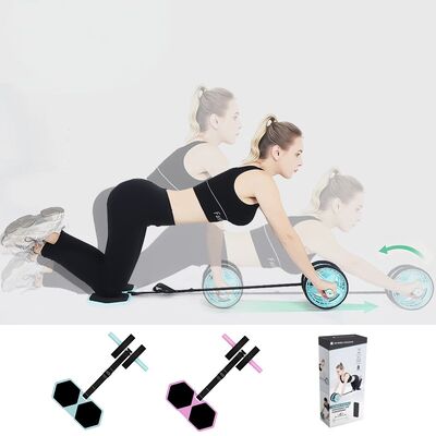 Home Fitness Kit Roller Ab Dengan Roda Anti-Slip Dan Tali Yang Dapat Disesuaikan Untuk Latihan Kekuatan Perut Dan Inti