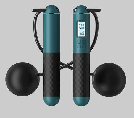 Custom Logo Warna Cordless Jump Rope Digital Menghitung Melompat Tali Dengan Bola Besar