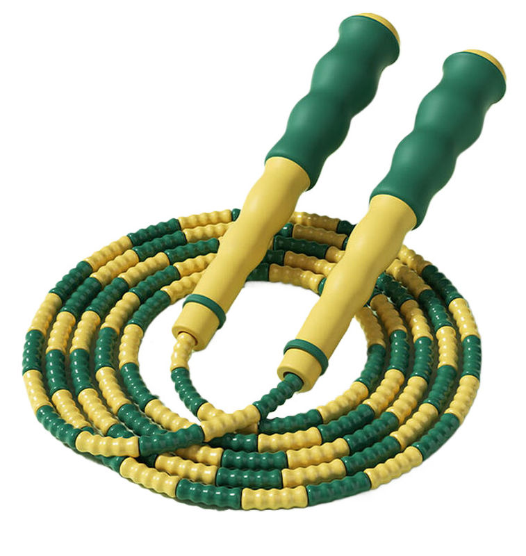 Hijau Kuning Bambu Adjustable Jump Rope Untuk Anak Remaja Latihan Sport Equipment
